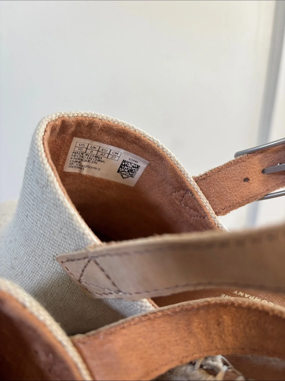 Toms Natural Canvas Espadrille Wedge Sandals